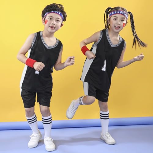 Detalle de FUTERLY Maillot Basket Enfant 2 Pièces Ensemble et Short Noir – XXL/8–10