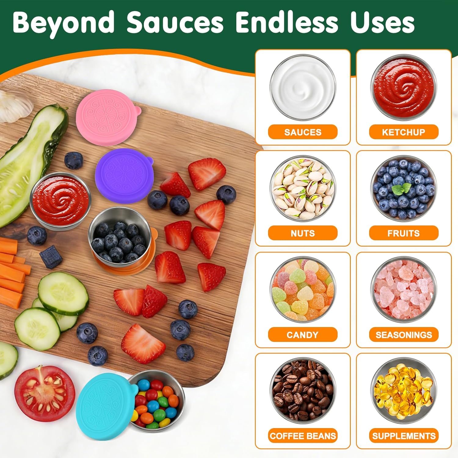 Thumbnail 4 de lompyeu Set mit 6 Salatdressing-Behältern (50 ml) aus Edelstahl mit Silikondeckeln