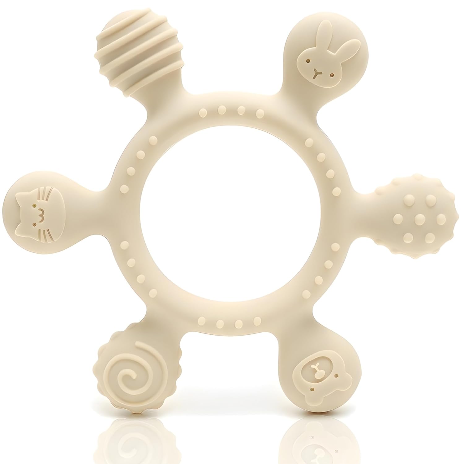 Thumbnail 4 de CAJA Beißring Baby (BPA-freies Silikon) Zahnungshilfe mit Greifring – deep pink