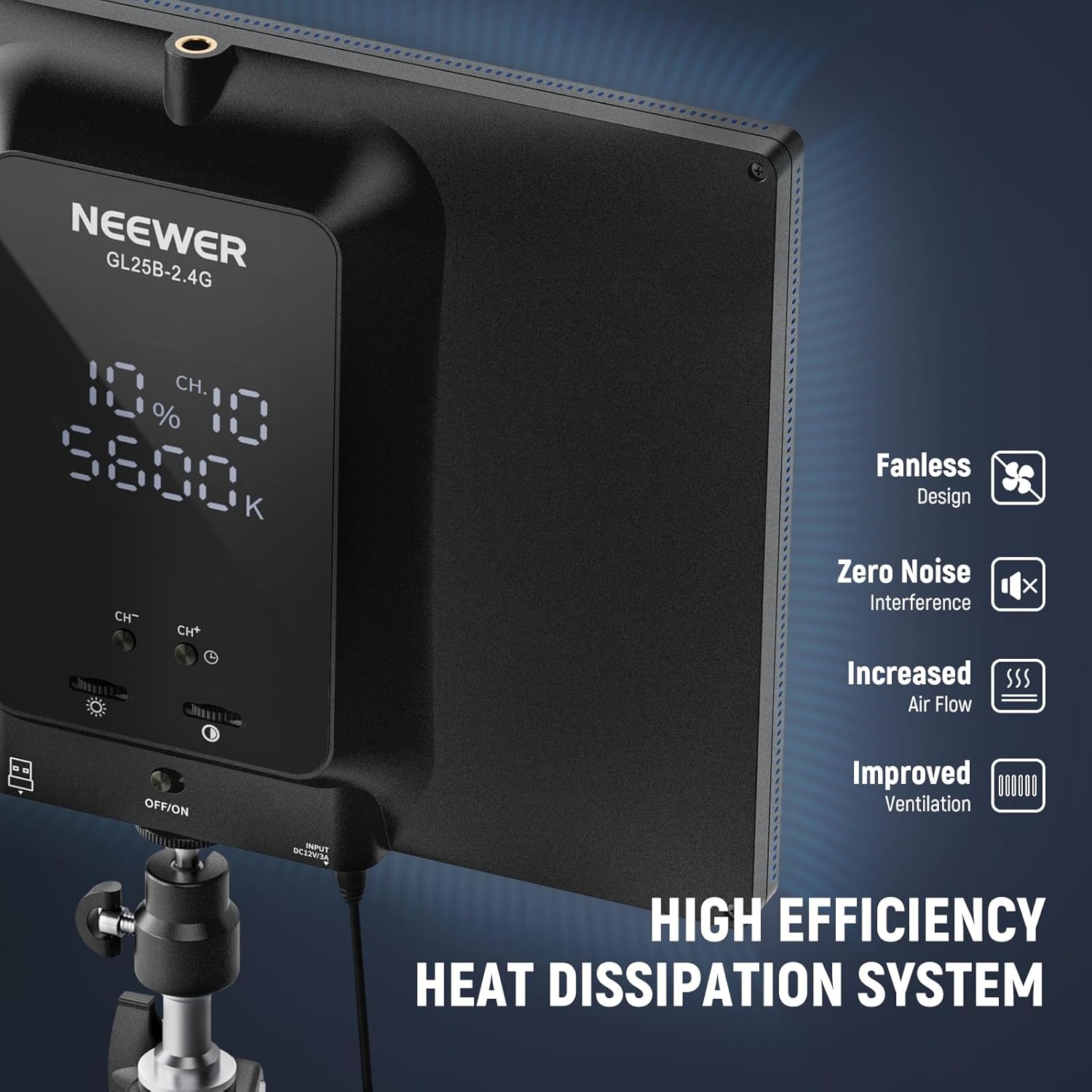 Thumbnail 6 de NEEWER GL25B 25W 12.9in Streaming Key Light with Desk Stand, 2.4G Remote & USB Transmitter (Neewer Control Center)