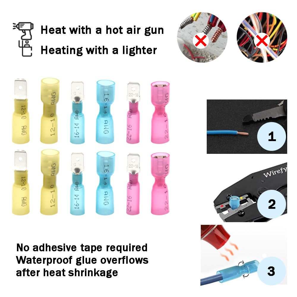 Thumbnail 3 de Yosawa heat-shrink spade connectors, 120-piece kit