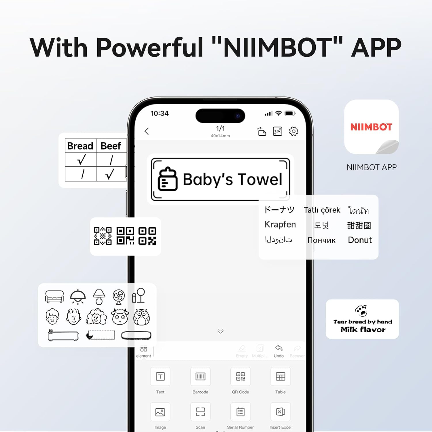 Detalle de NIIMBOT B1 SilverB1-0625-ZF 2-Inch Thermal Label Maker, Bluetooth