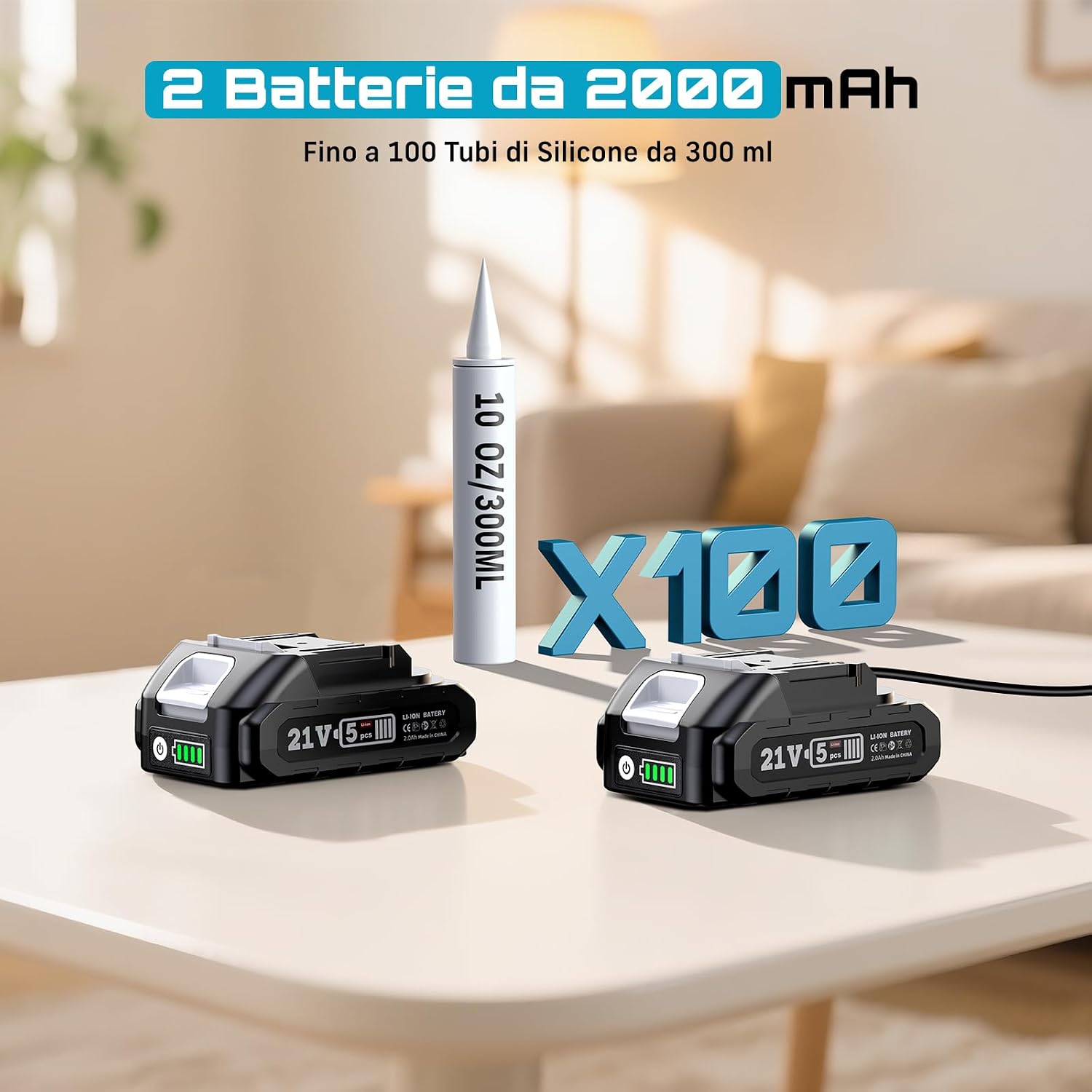 Detalle 2 de SEESII pistola silicone a batteria con LED