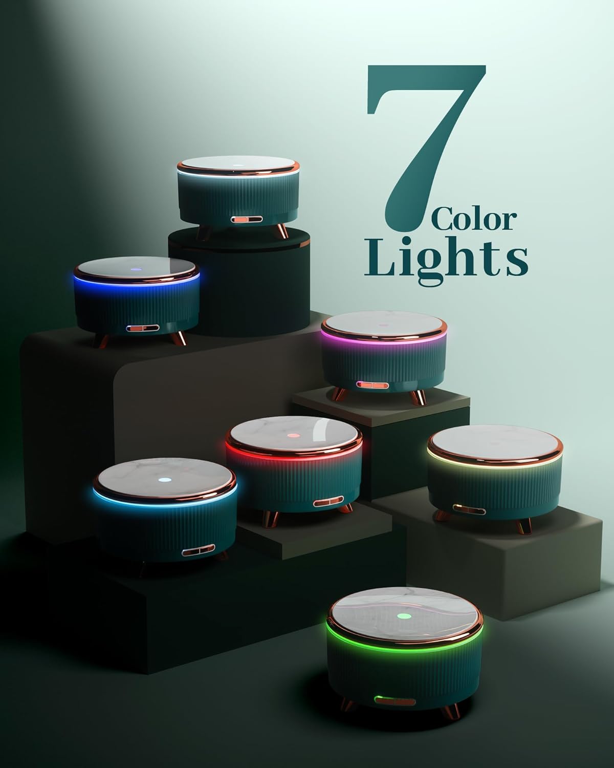 Thumbnail 5 de Essential Oil Diffuser for Home — 500ml Marble Finish, 7-Color LED, 480 ft² Coverage