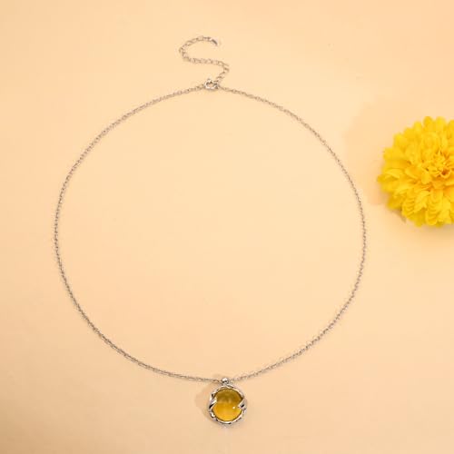 Thumbnail 3 de Weviway Circle Citrine Pendant Necklace, Silver Cable Chain – 45 cm