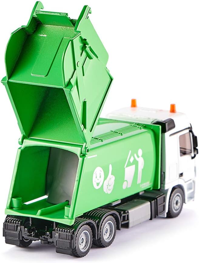 Detalle 2 de SIKU 2938 śmieciarka Mercedes Actros 1:50, metalowo-plastikowa, zielono-biała