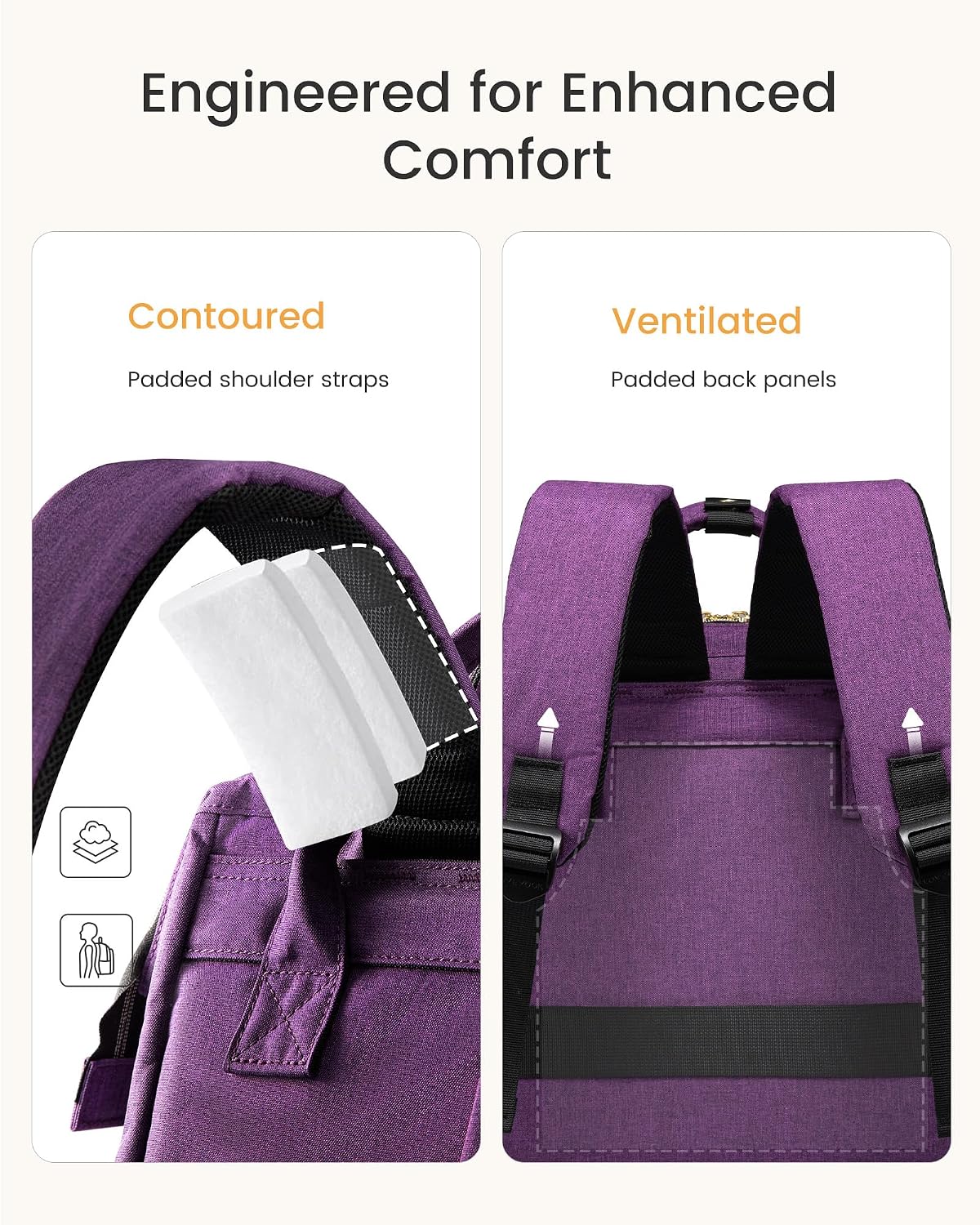 Thumbnail 5 de LOVEVOOK Women's Laptop Backpack with Giant Tumbler Holder – 15.6 inch, Waterproof, 2-Compartment Travel Bag