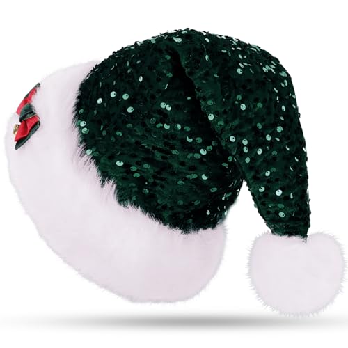 Detalle de CITÉTOILE Bonnet de Noël adulte, velour, unisexe 🎄