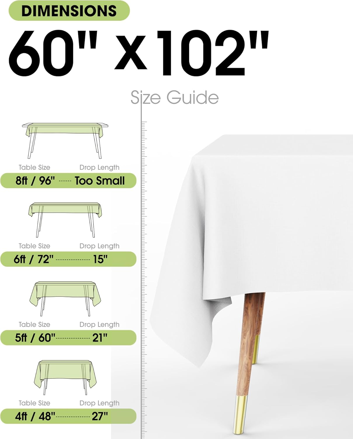 Thumbnail 2 de Pureegg Rectangle Table Cloth 60 x 102 White