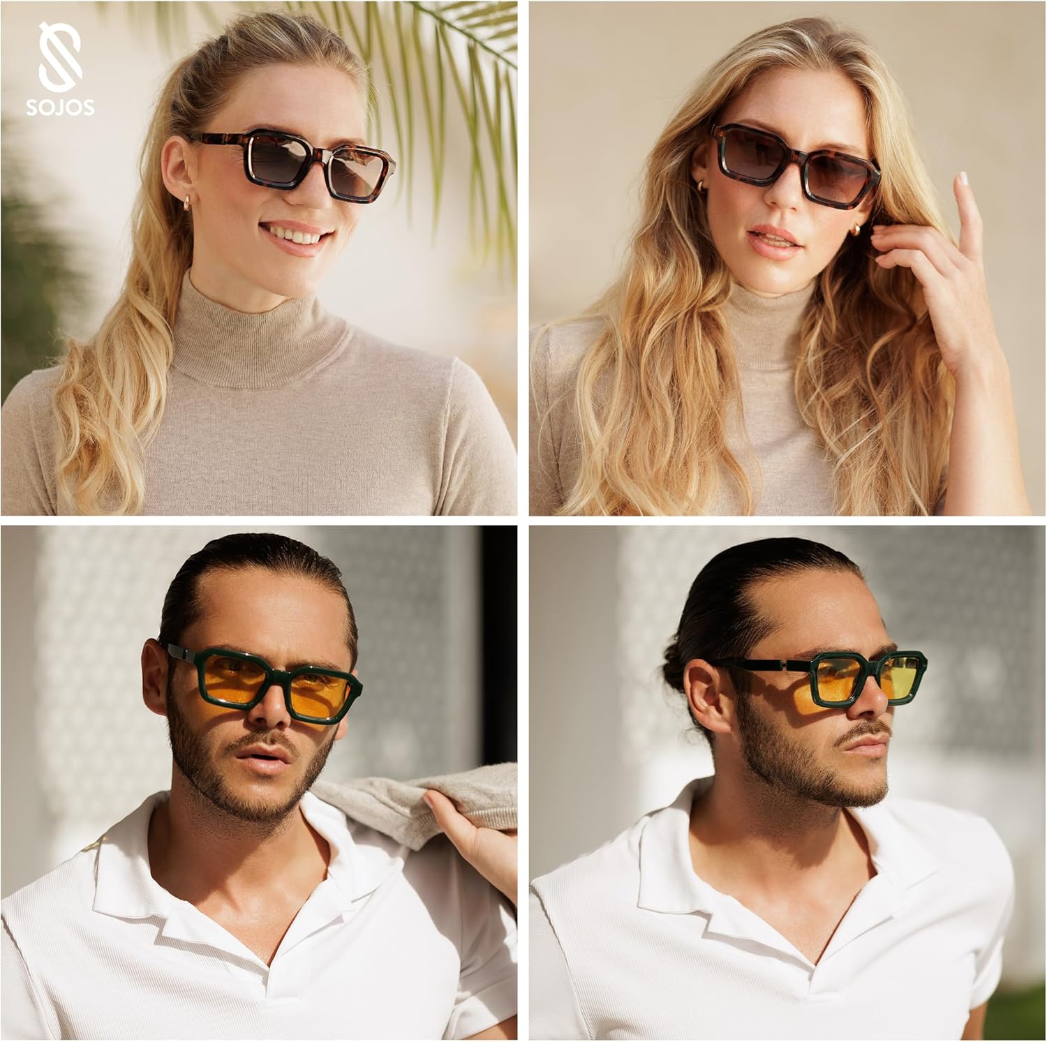 Thumbnail 1 de SOJOS Retro Polarisierte Quadratisch Sonnenbrille SJ2377 – Hexagonales Design, UV400 Schutz