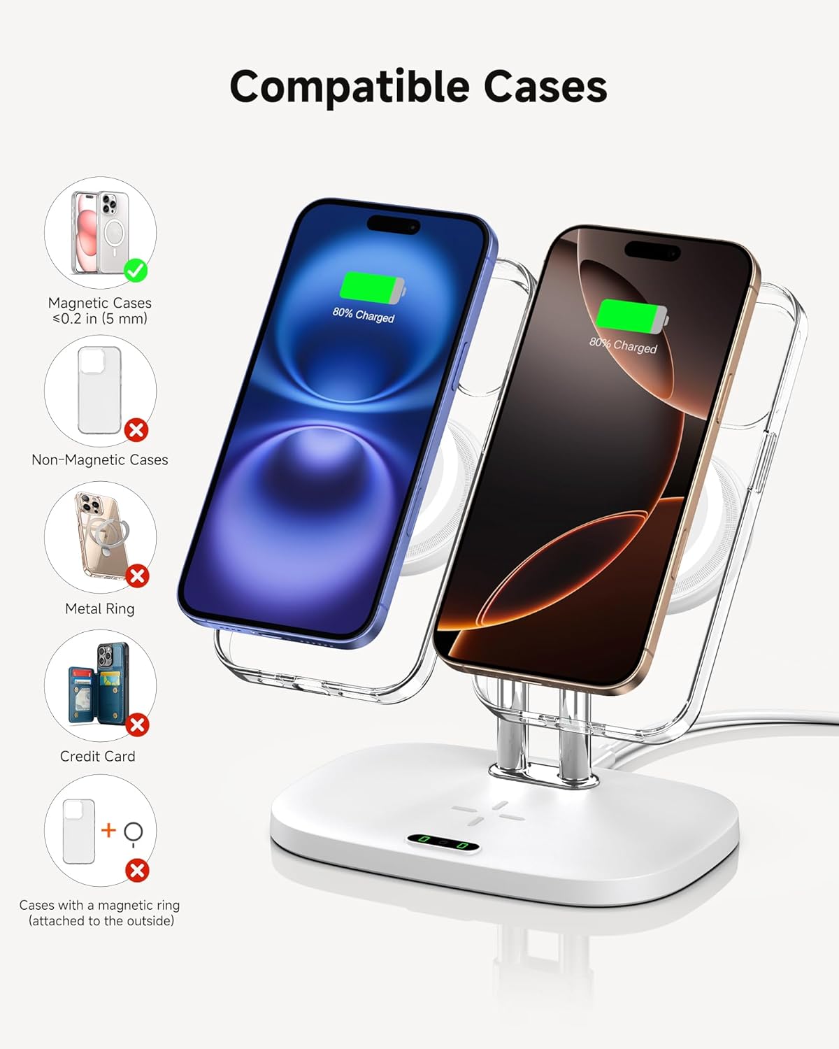 Thumbnail 4 de SwanScout Dual Magnetic Charger 706M (White): 3-in-1 Magnetic Wireless Charger for iPhone 12–17 and AirPods Pro