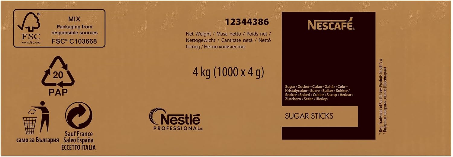 Detalle de NESCAFÉ Zucchero Bianco in bustine da 4 g – 1000 porzioni monodose (4 kg)
