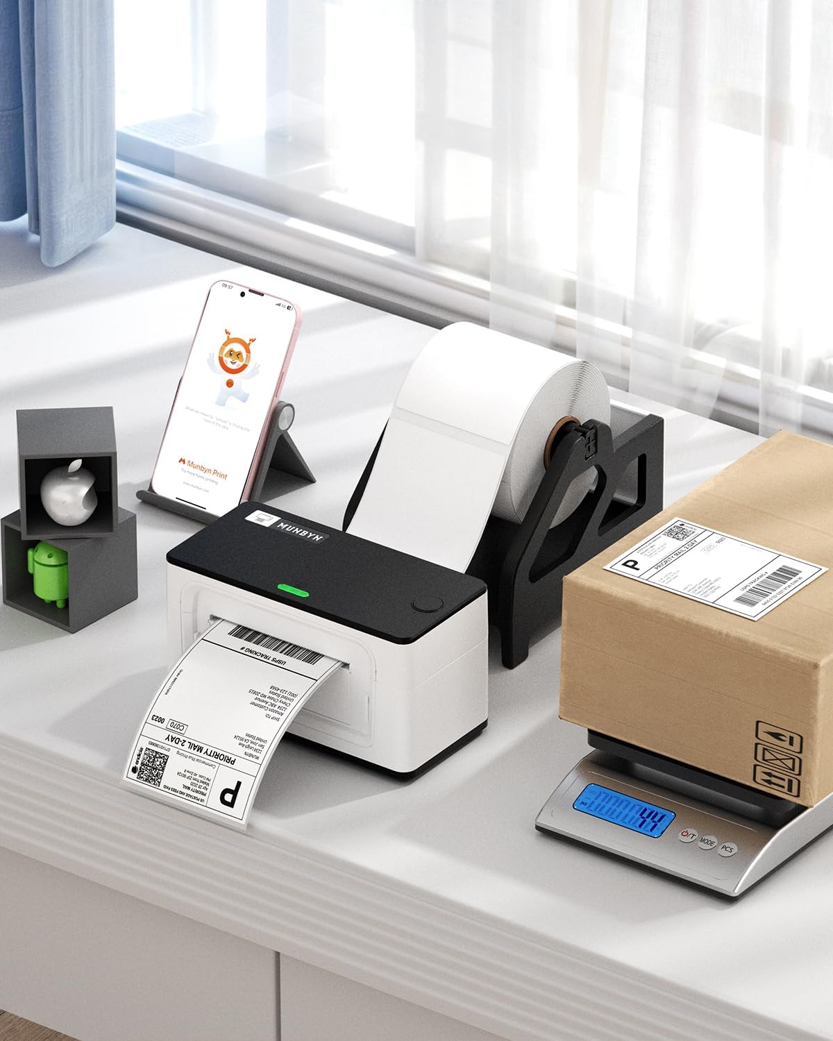Detalle de MUNBYN Thermopapier Versandetiketten 4×6 (DHL/4"x6") – wasserfeste 500er-Rolle für Etikettendrucker, BPA/BPS-frei