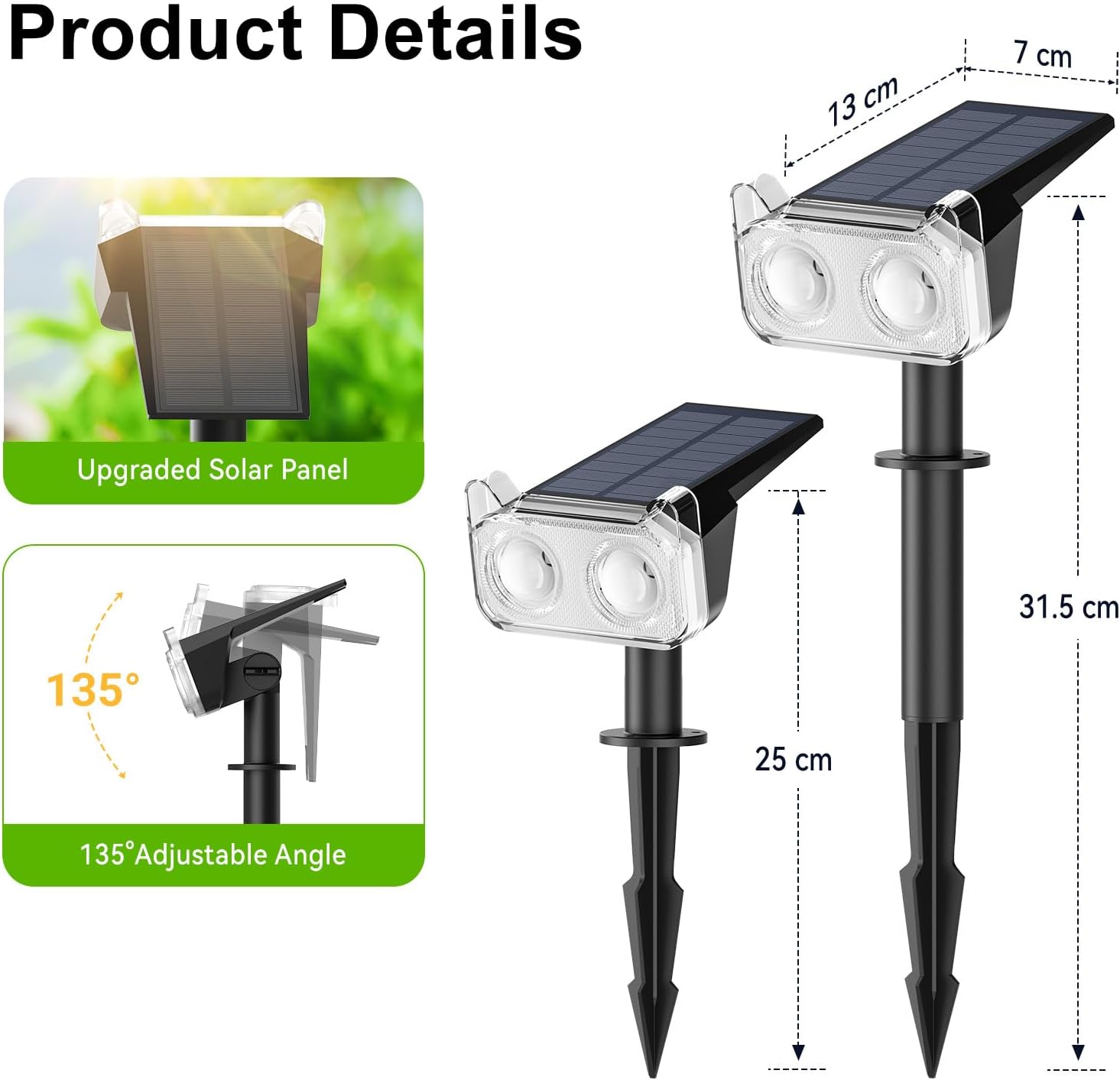 Thumbnail 6 de GEARLITE 6er-Set Solarlampen für Außen – 8 Modi, IP65, 3W Panel & 1500mAh Akku