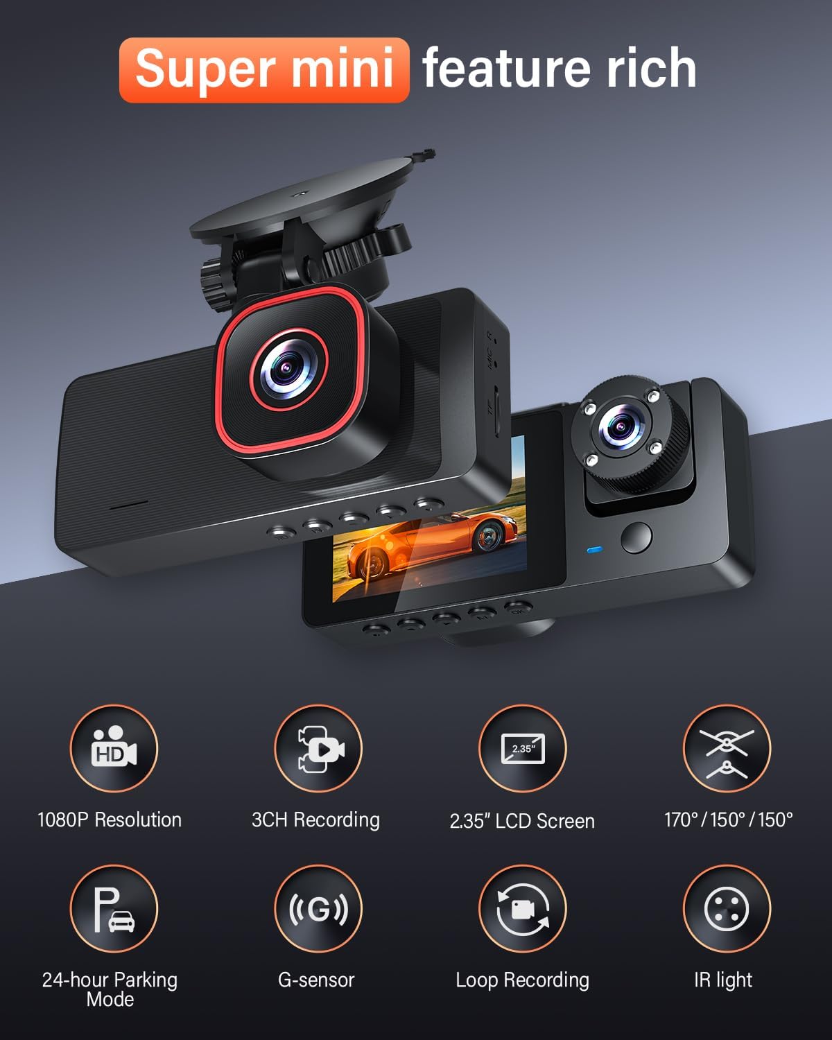 Thumbnail 1 de Bestsee Dashcam 1080P 3-Kanal