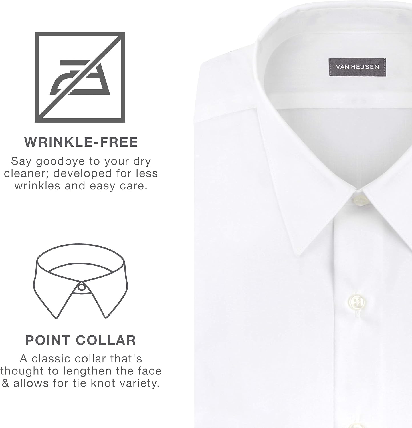 Thumbnail 5 de Van Heusen Men’s Dress Shirt Regular Fit Poplin Solid (Wrinkle Free)