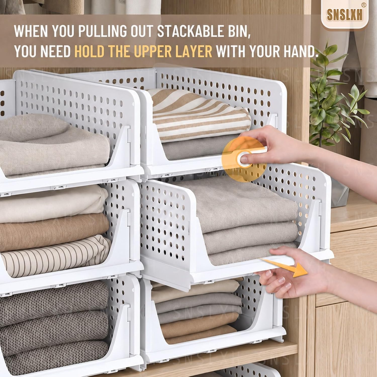 Detalle 1 de Stackable Closet Storage Bins, 16.73-Inch