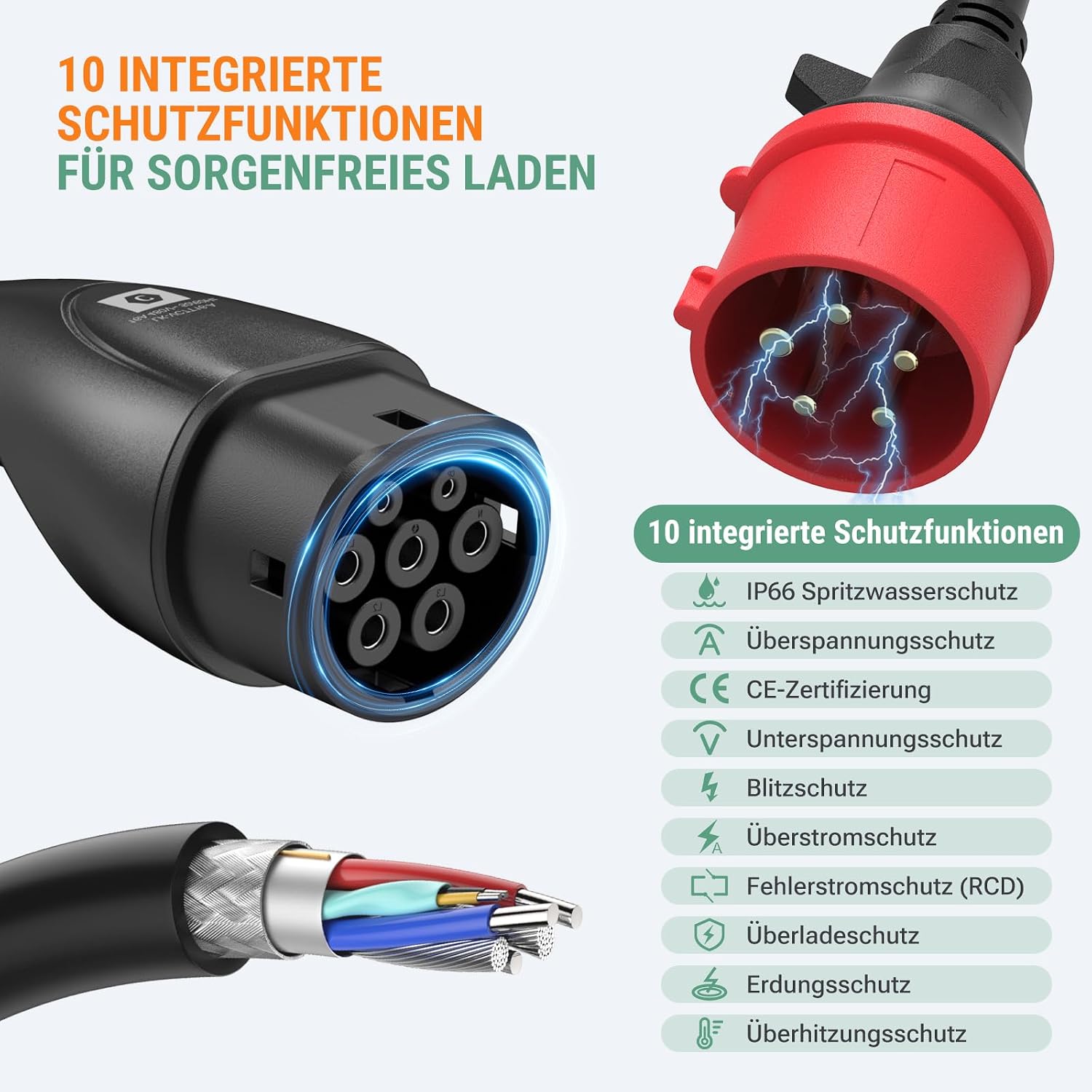 Detalle 1 de AIMILER Wallbox 11kW mit App 7,6m Kabel