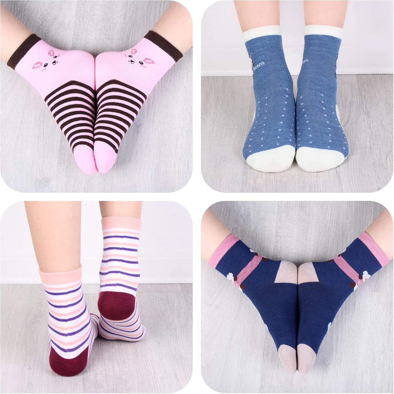 Thumbnail 4 de Lot de 12 chaussettes enfants filles en coton L&K-II motif mignon coloré automne/hiver