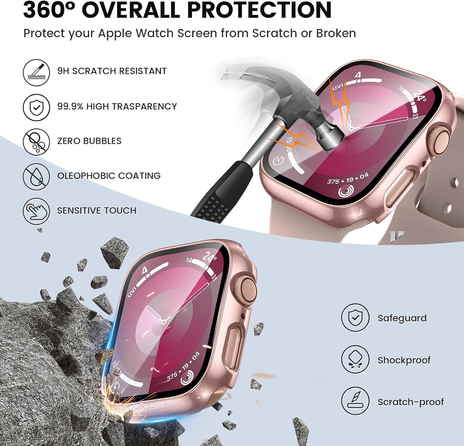 Thumbnail 3 de Neitra 4-pack Hard Case + tempered glass screen protector for Apple Watch 41mm (Series 9/8/7)