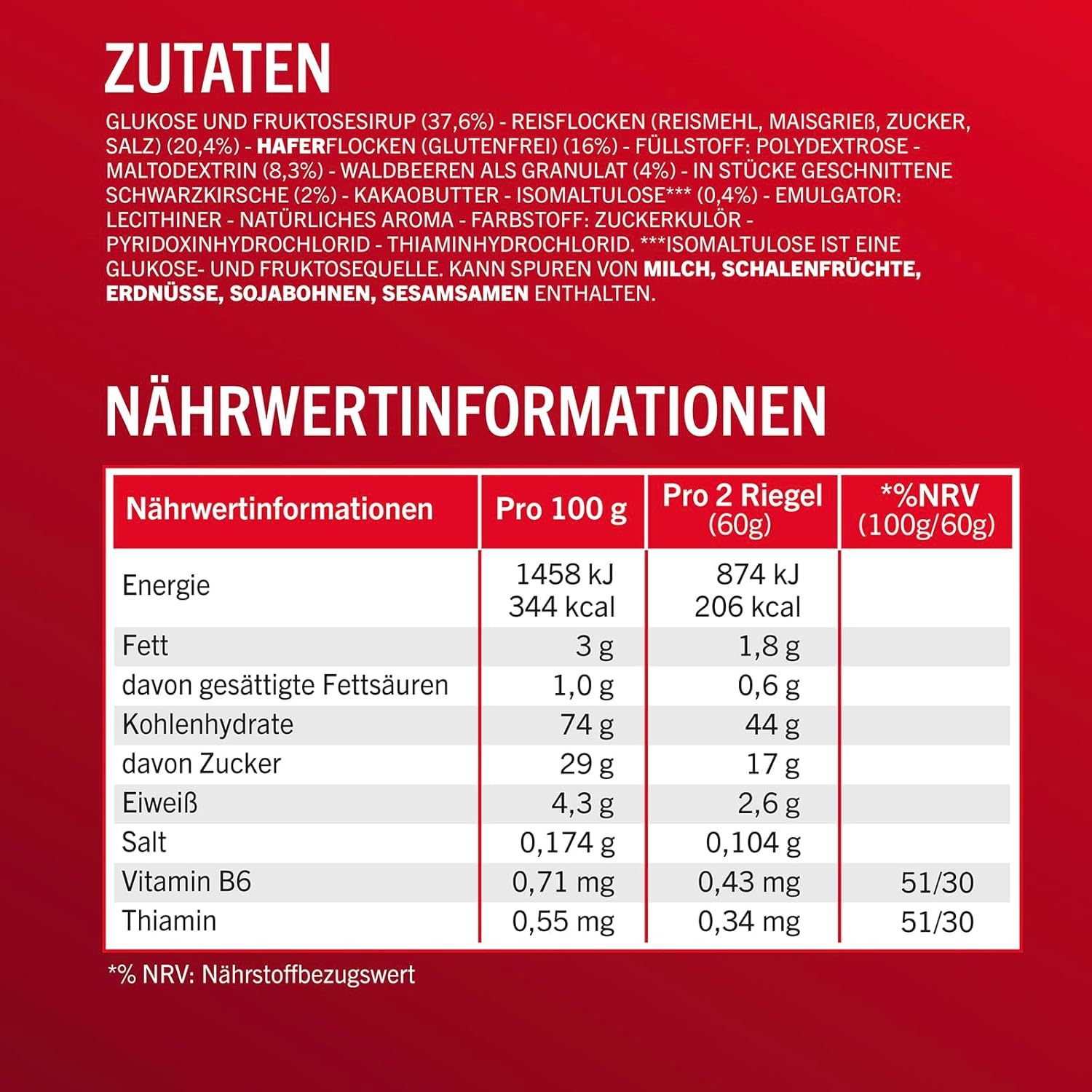 Thumbnail 1 de Enervit Competition Bar Red Fruits – Energieriegel mit 22 g Kohlenhydraten, vegan & glutenfrei (12 Riegel)