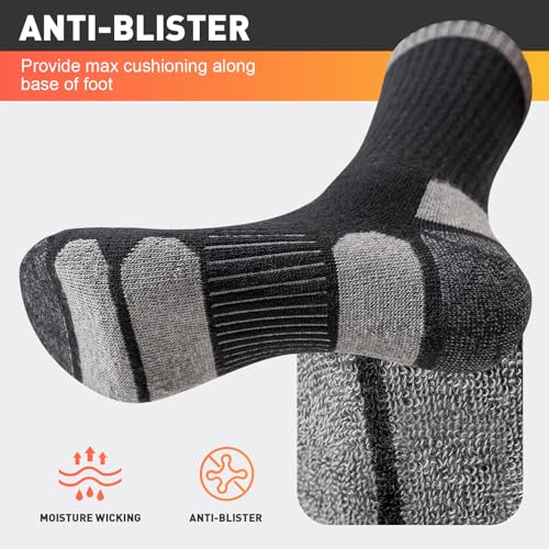 Detalle 2 de Niorasen Merino Wool Hiking Socks – Thick Cushioned Seamless Crew, Unisex (3 Pairs)