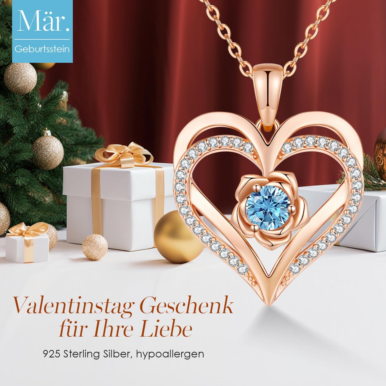Detalle de CDE Kette Damen Roségold Herz 45+5 cm