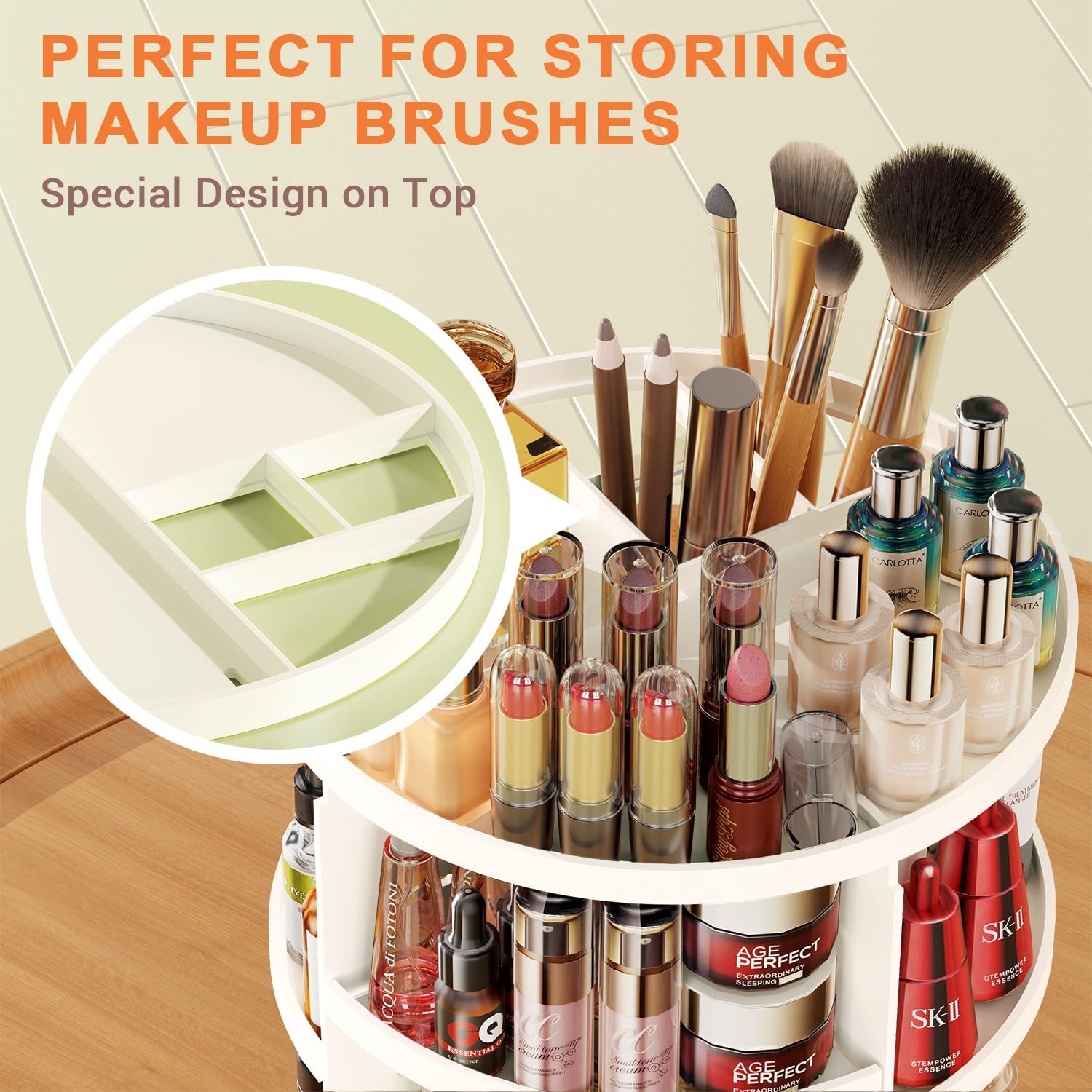 Thumbnail 4 de Auxmir Make Up Organizer mit 9 einstellbaren Stufen, 360° drehbar – weiß