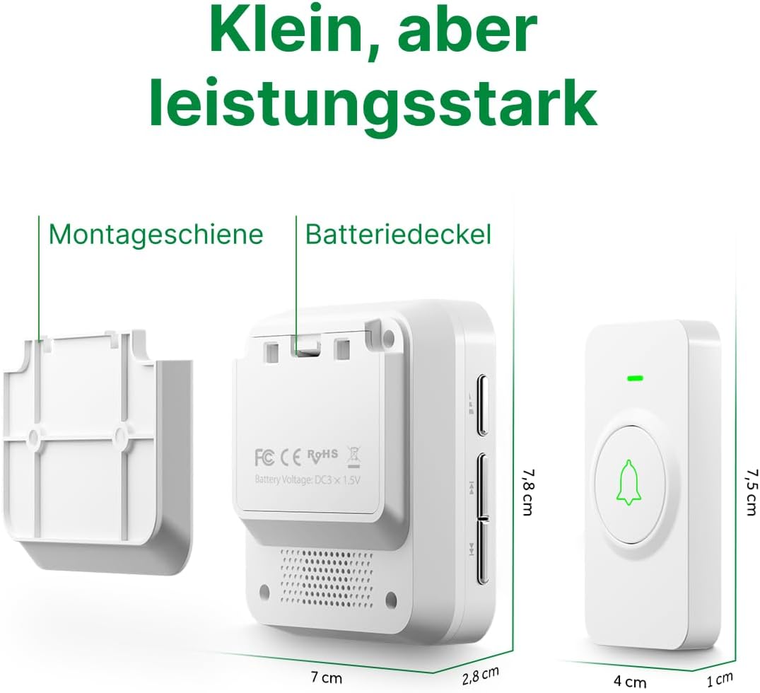Thumbnail 5 de AVANTEK Kabellose Türklingel WA-11 (batteriebetrieben, IP55, 52 Melodien, 300 m)