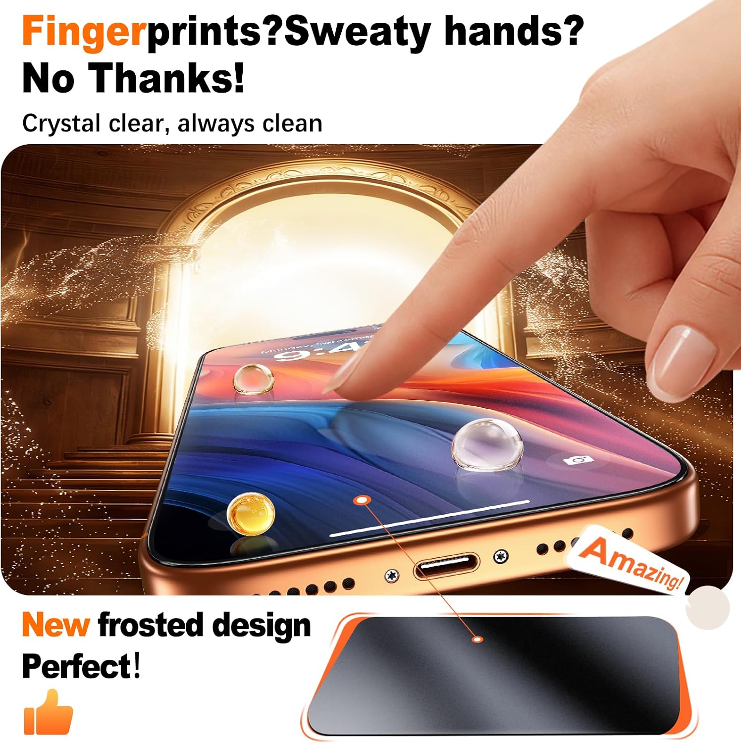 Detalle de UniqueMe iPhone 17 Pro Max Matte Screen Protector – 6.9 inch, 2 Pack (HD Matte, 9H Tempered Glass, Anti-Glare, Anti-Fingerprint, Bubble Free, Easy Install)