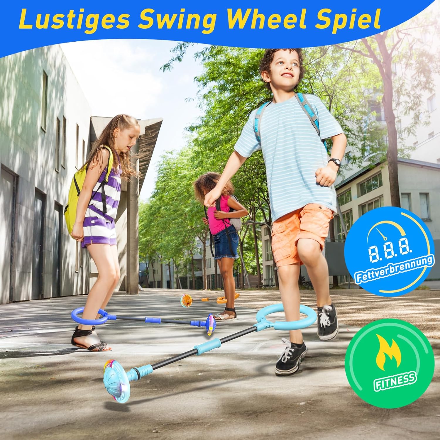 Thumbnail 1 de Hot Bee blinkender Springring-Fußkreisel mit Zähler, Timer und Kalorienanzeige (hellblau), faltbar & wiederaufladbar