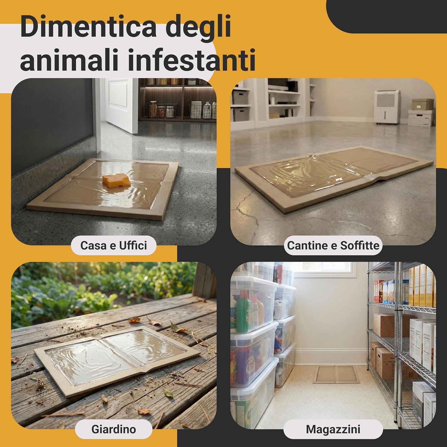 Detalle 2 de PROXINOVA Trappola per topi con colla extra forte e tavolette adesive per uso interno ed esterno