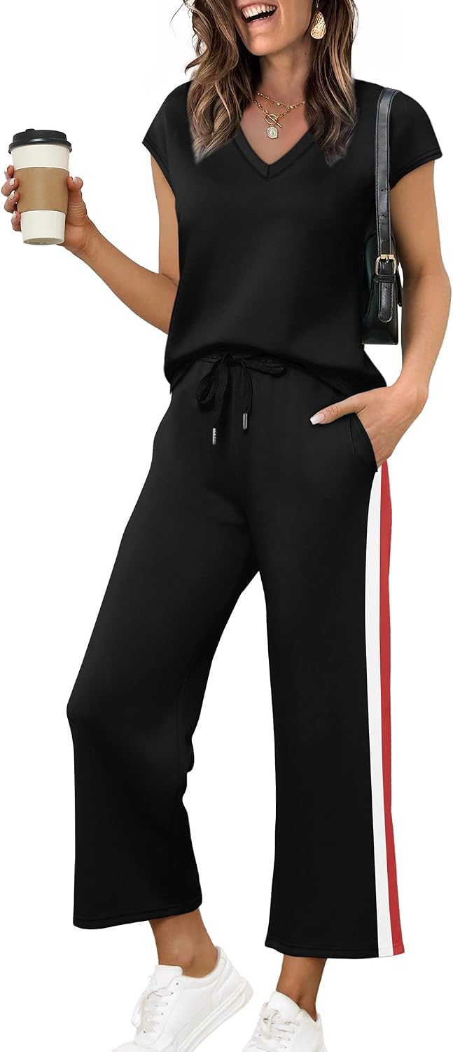 Detalle de Saloogoe Two Piece Summer Set — V‑Neck Lounge