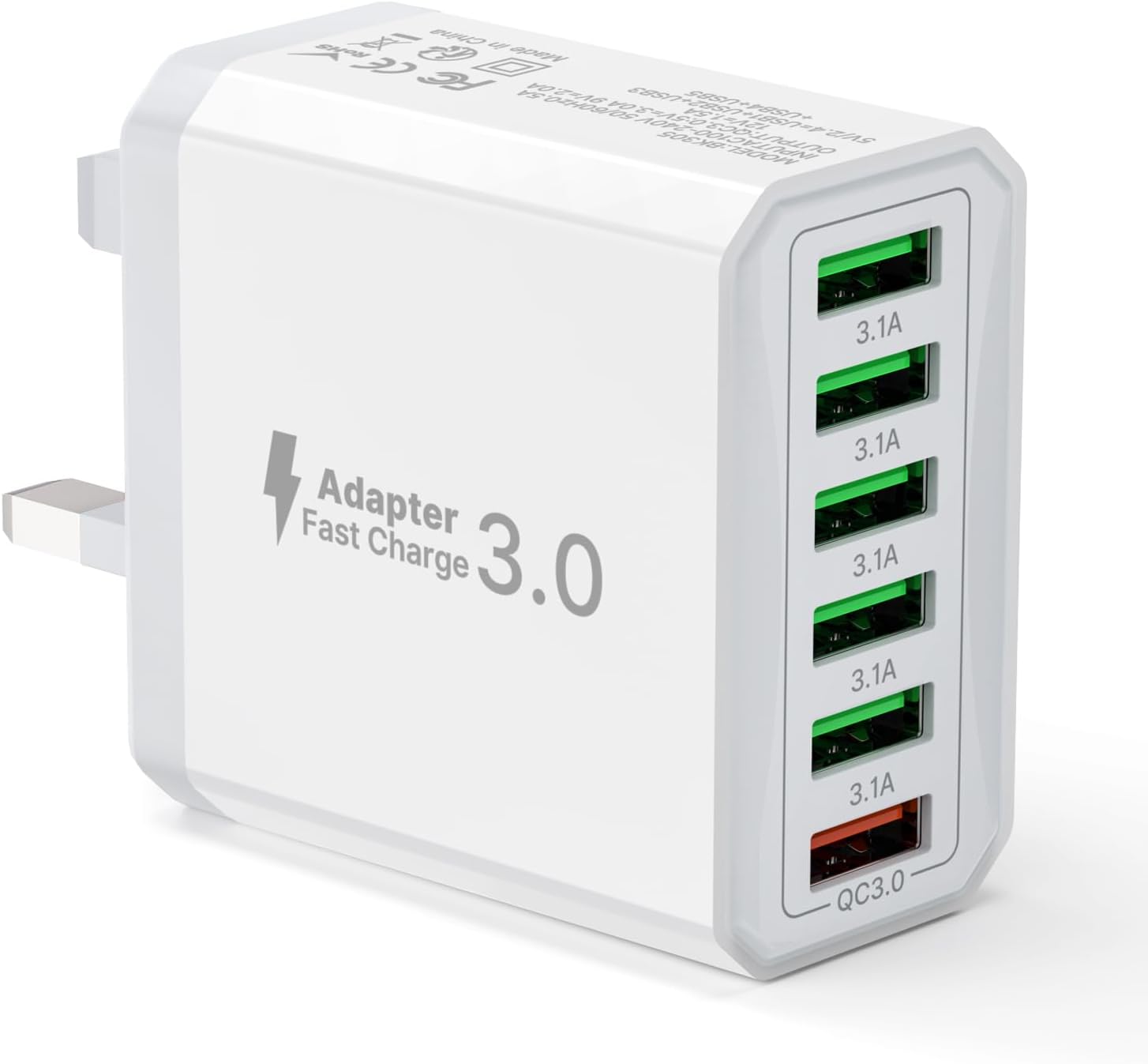 Detalle de USB Plug UK 33W 6-Port Multiport Charger 🔌