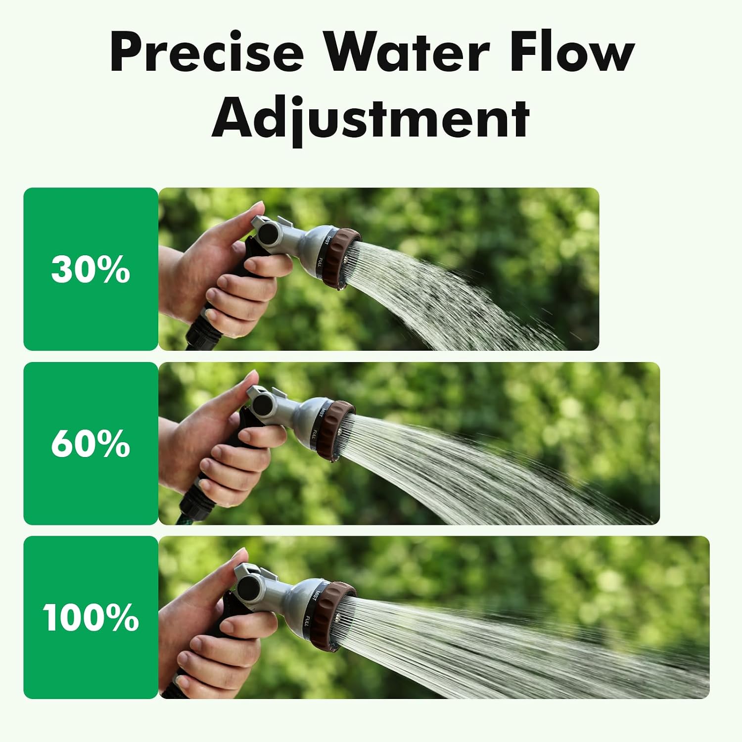 Detalle de RESTMO O-HN-2T-BN Metal Garden Hose Nozzle, 7 Spray Patterns, Thumb Control