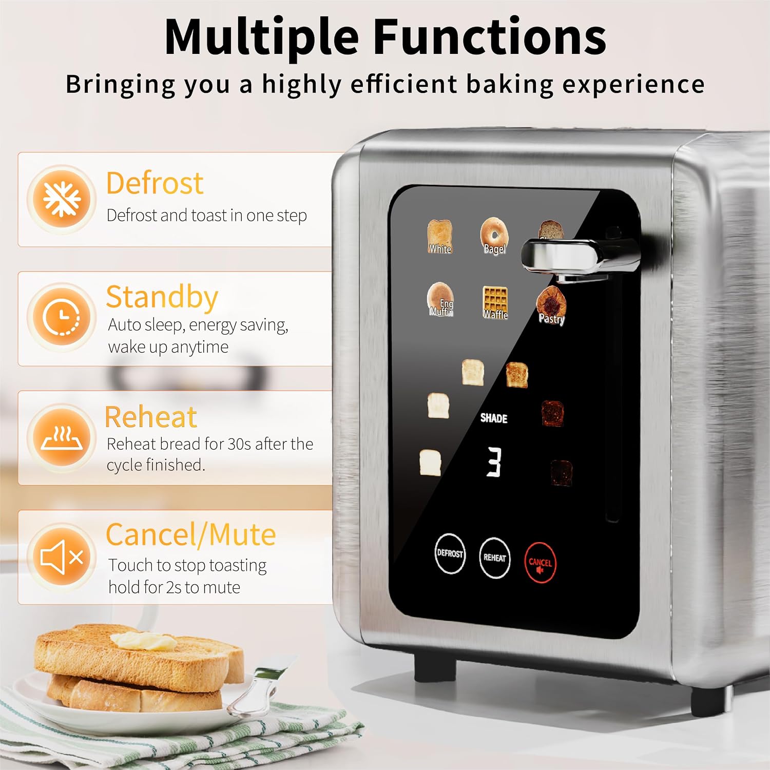 Thumbnail 4 de WHALL Touchscreen Toaster, 2-Slice