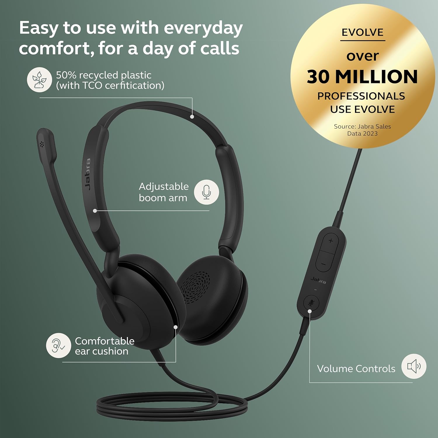 Detalle 2 de Jabra Evolve 10 Wired Headset 92 g