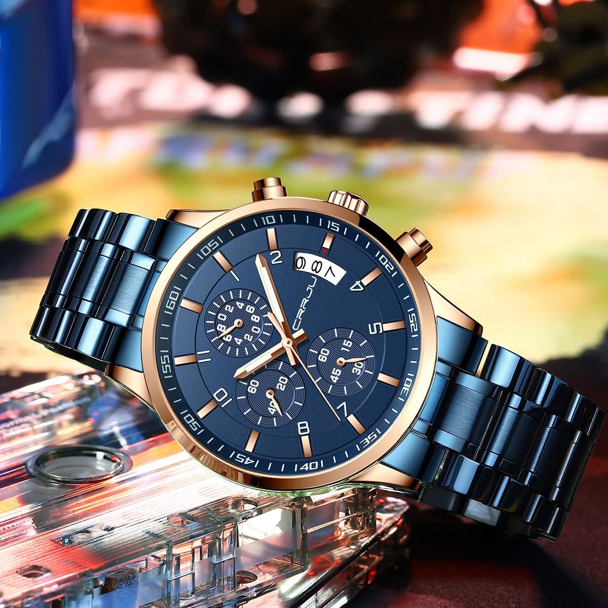 Thumbnail 3 de CRRJU Herren Chronographenuhr 30 m wasserdicht