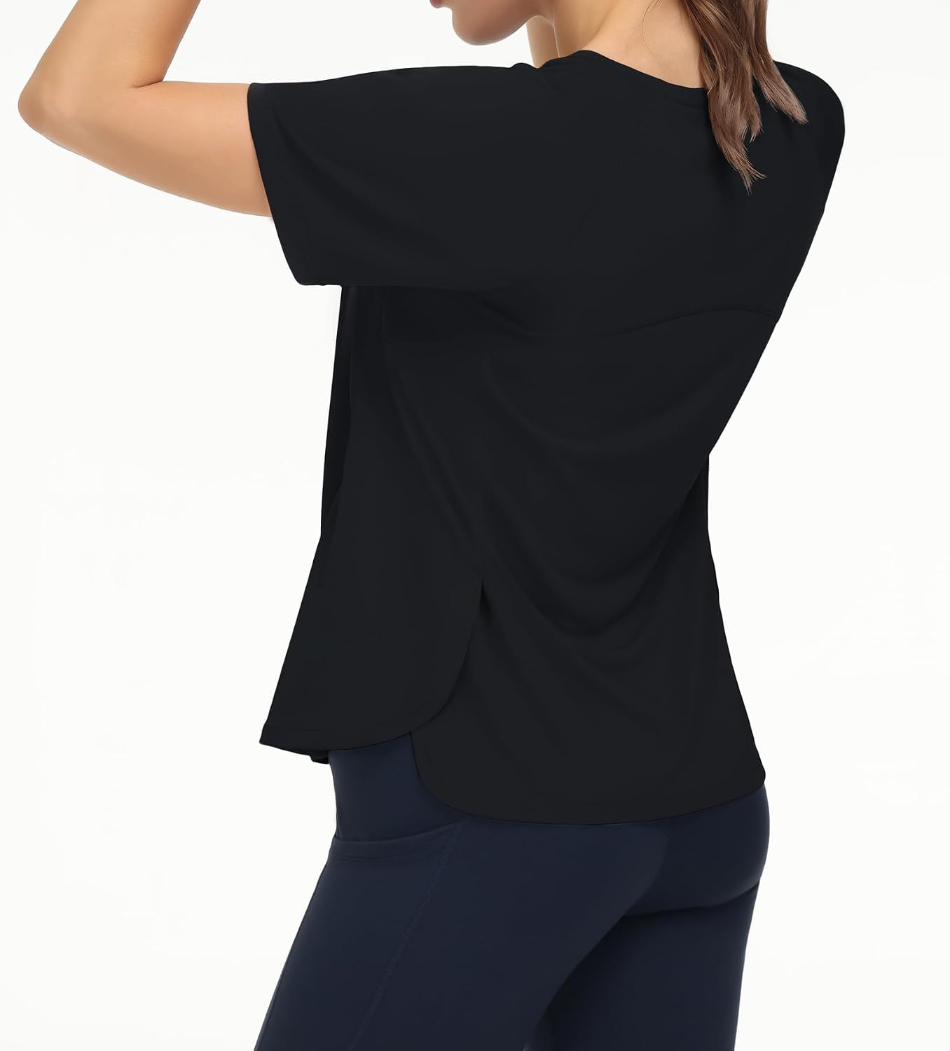 Detalle 2 de THE GYM PEOPLE t-shirt workout da donna con manica corta traspirante e spacchi laterali