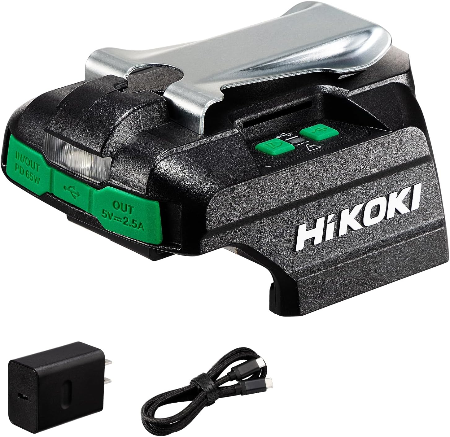 Detalle de HiKOKI UC18DA USB対応充電器 14.4V・18V対応、最大65W PD・Type-C 2口
