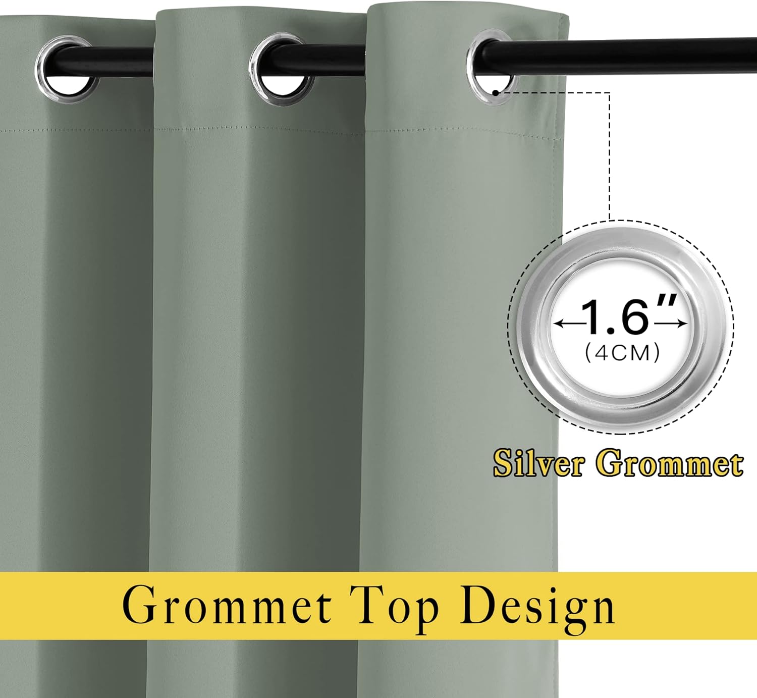 Detalle de NICETOWN NTGMBLKSLD2-52GM2ALL Blackout Curtains, Sage Green, 2 Panels, 84-Inch