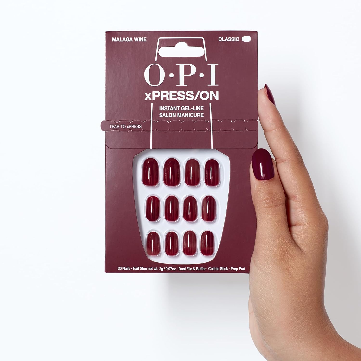 Thumbnail 6 de OPI xPRESS/ON press-on nails (Black, Red & Pink opaque crème) – long & short, round & oval with nail glue