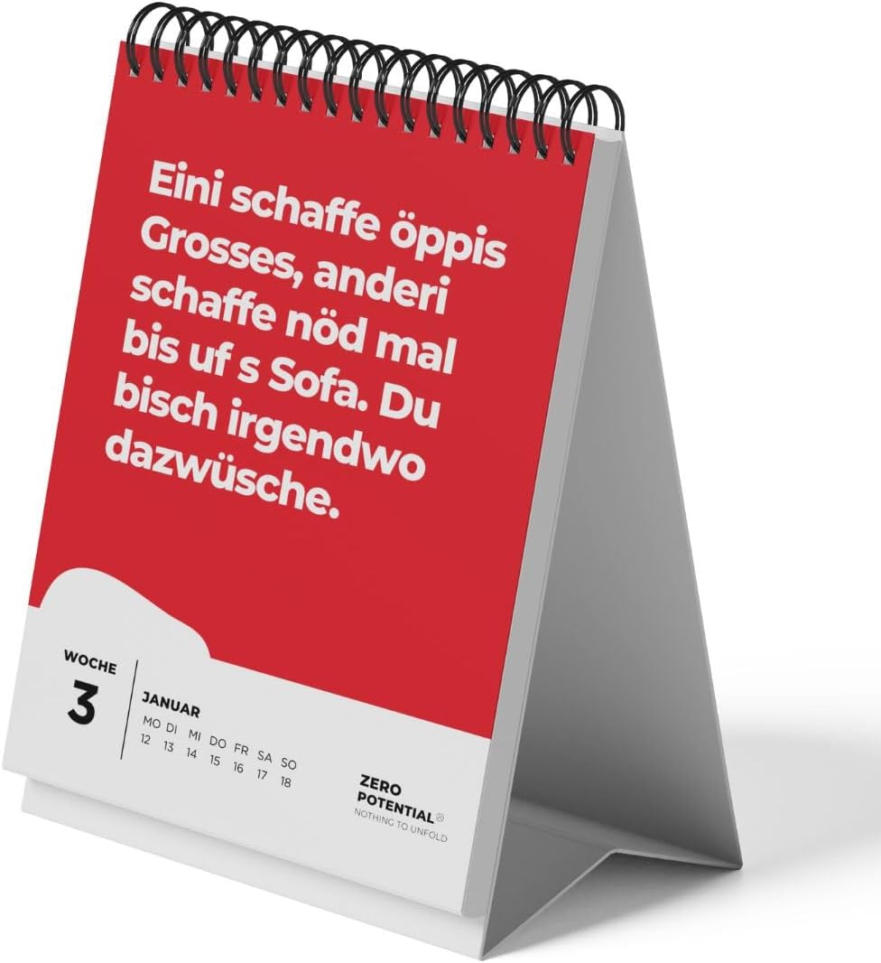 Thumbnail 3 de ZERO POTENTIAL Calendario da tavolo demotivante 2026 con 52 frasi sarcastiche