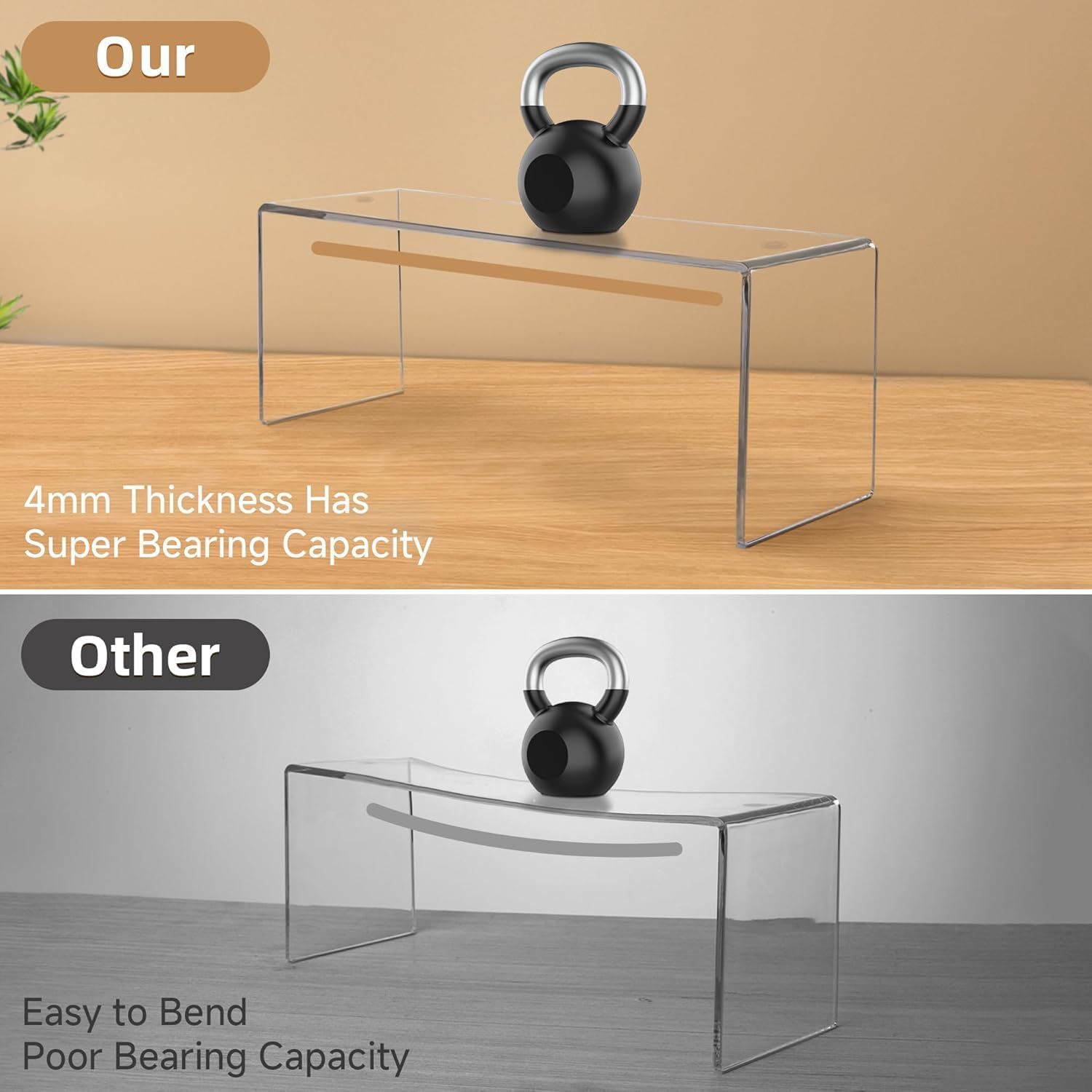 Detalle de Deefongo acrylic display risers (10-piece set) – 5-tier clear rectangular tiered shelf stands for cupcakes, collectibles and jewellery