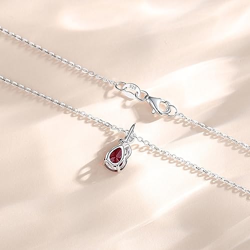 Detalle de FANCIME 14ct Solid White Gold Pink Tourmaline Pendant Necklace for Women