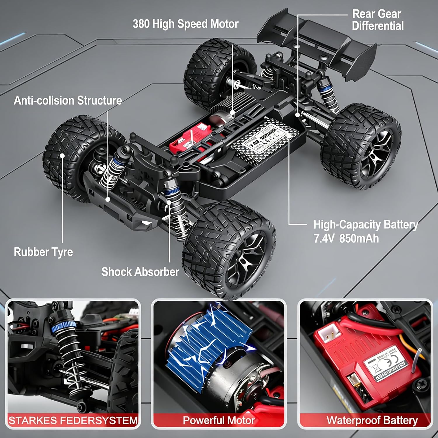 Detalle de HAIBOXING RC 1:18 36 km/h 4WD buggy