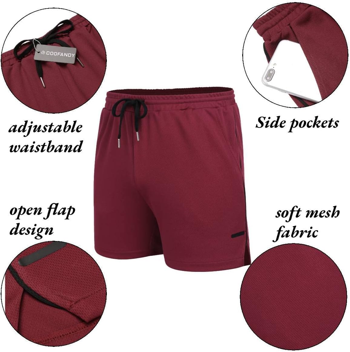 Detalle 1 de COOFANDY 2 Pack Gym Workout Shorts 5 Inch