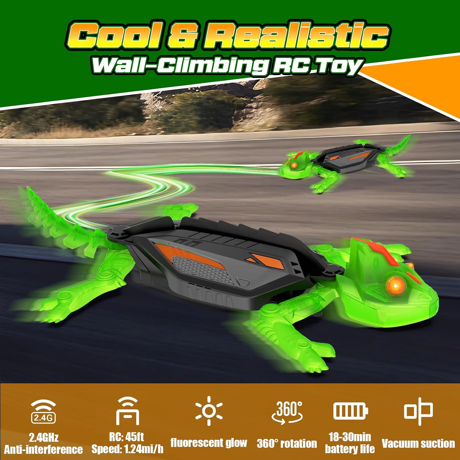 Thumbnail 1 de GraceDuck Glow-in-the-Dark Wall-Climbing RC Toy