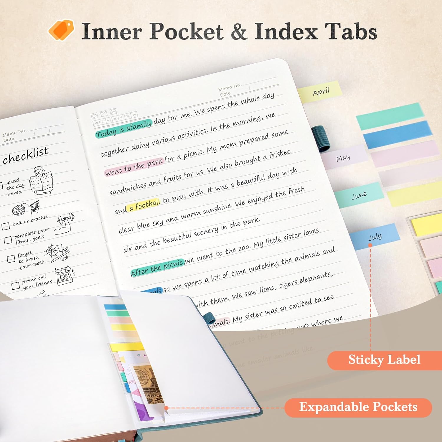 Thumbnail 3 de Smarpau Notizbuch A5 liniert (Hardcover) mit Stift, 366 Seiten – Nebelblau