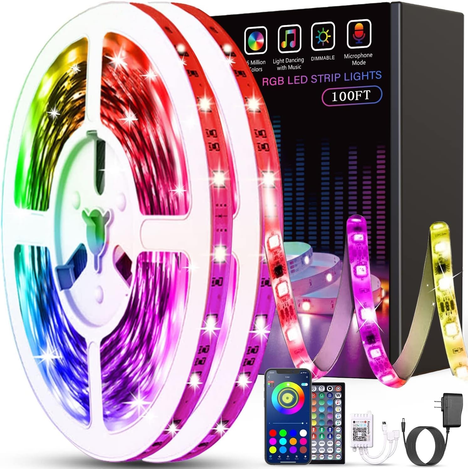 Detalle de Tenmiro LED strip lights 100 ft